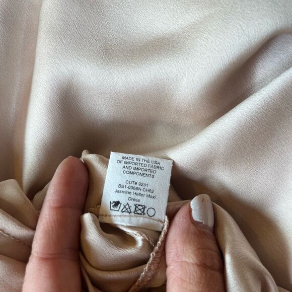 New show me your mumu champagne jasmine halter maxi twist neck dress gown - Picture 11 of 13